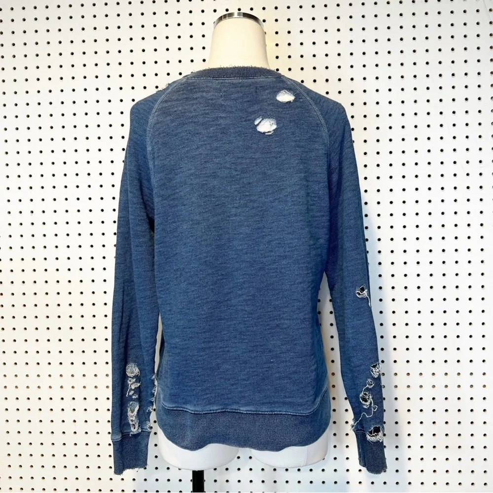 J.‎ Crew / Rivet and Thread | Navy Blue Distressed Thrashed Crewneck Sweater XS